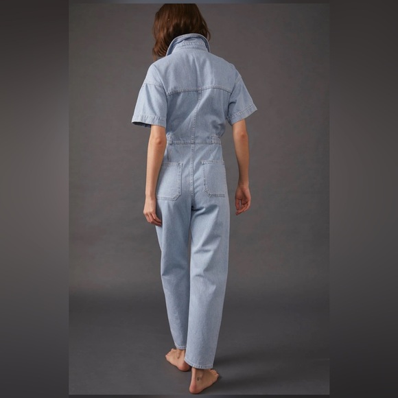 Free people jumpsuit denim blue NWT pockets - Picture 2 of 5